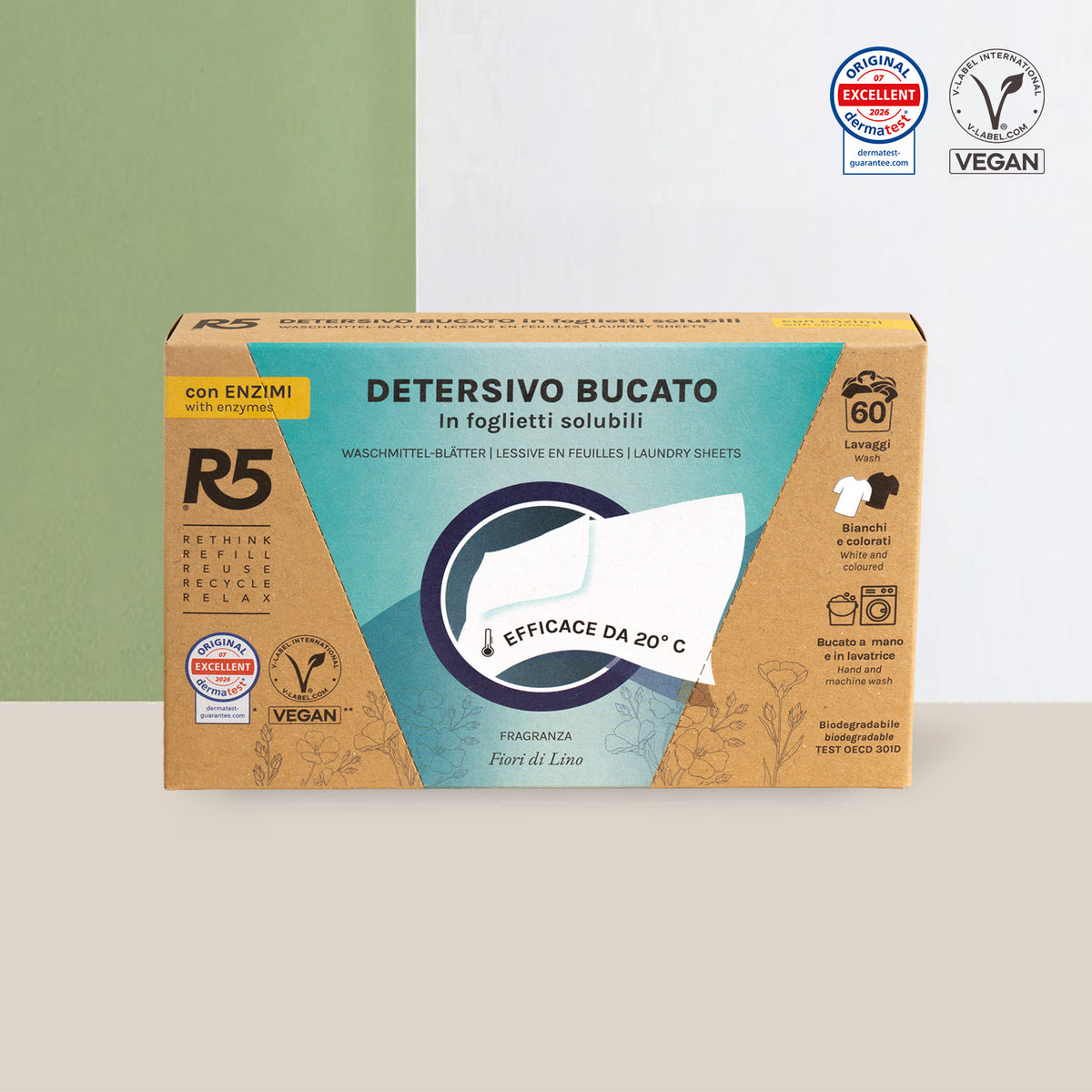 R5 Hojas de detergente con enzimas