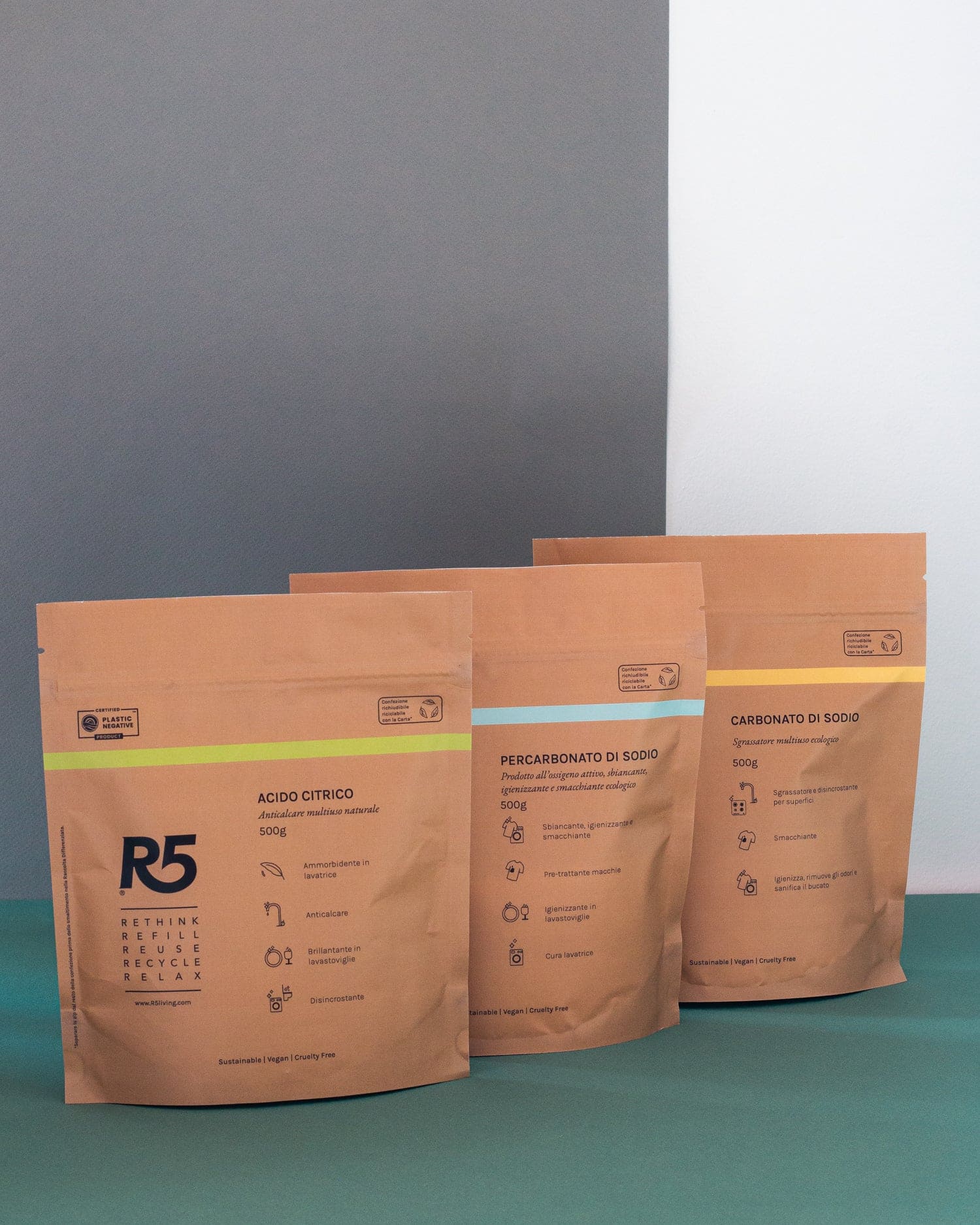 le 3 polveri magiche acido citrico percarbonato carbonato