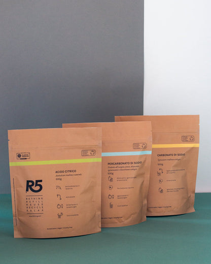 le 3 polveri magiche acido citrico percarbonato carbonato